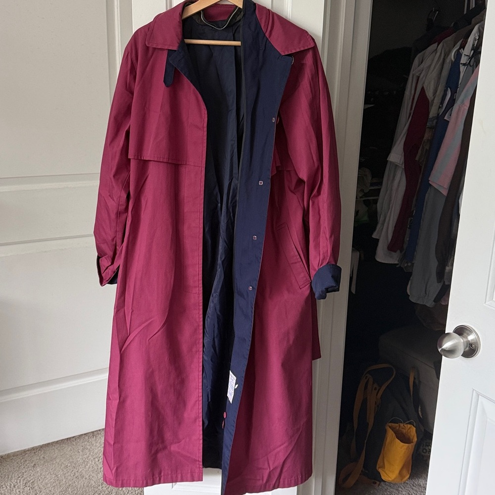 London Fog Navy and Maroon Trench Coat